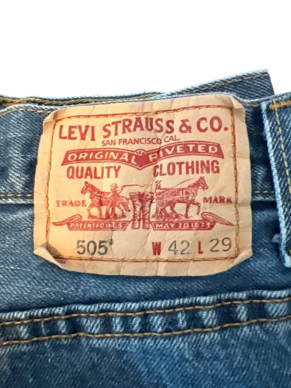 Levis 505 Regular Fit Jeans W42 L29 Blue Denim Mens